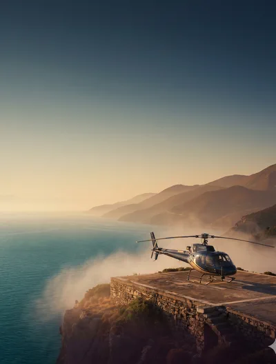 Helicopter on coastal cliff